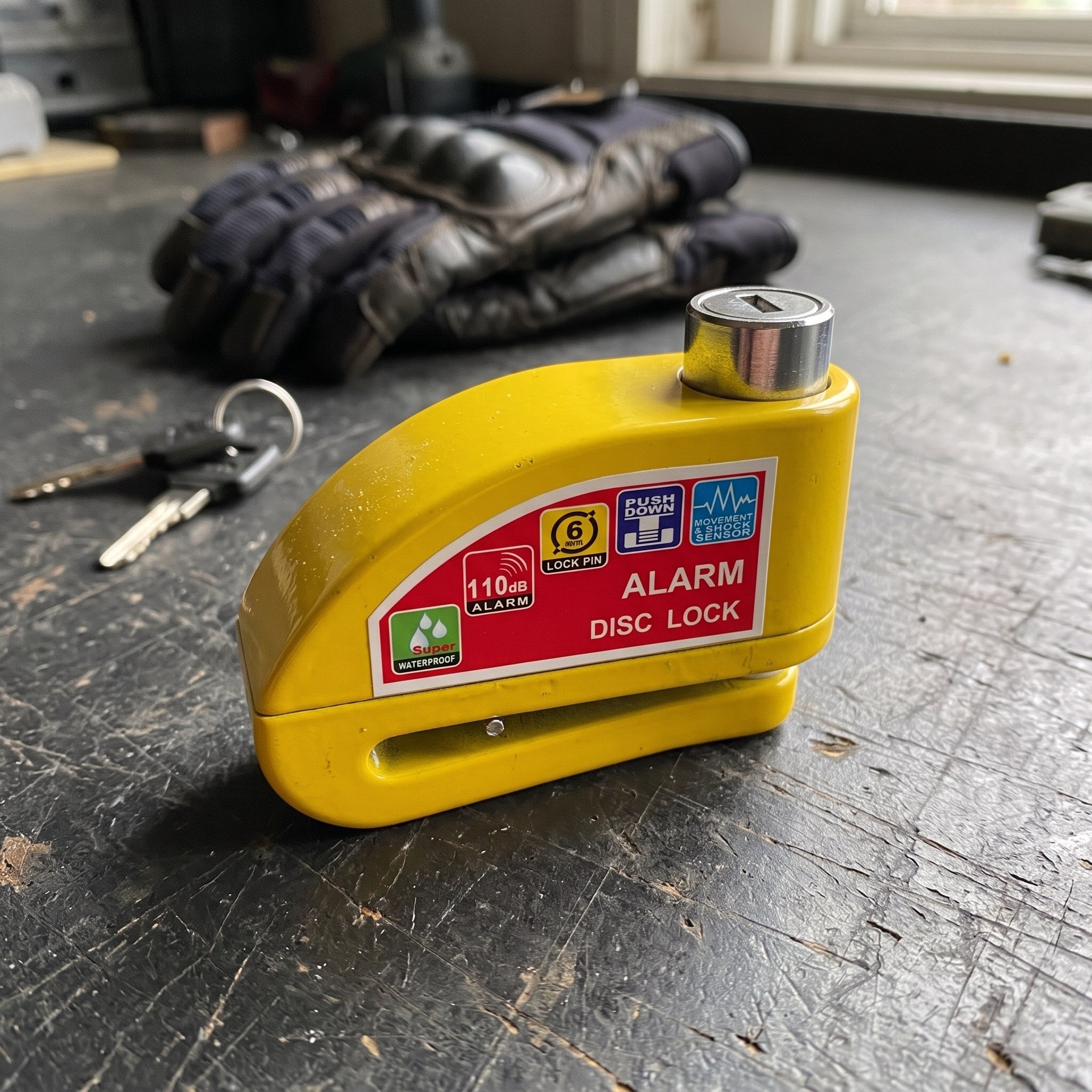 Yellow RideLatch alarm disc lock
