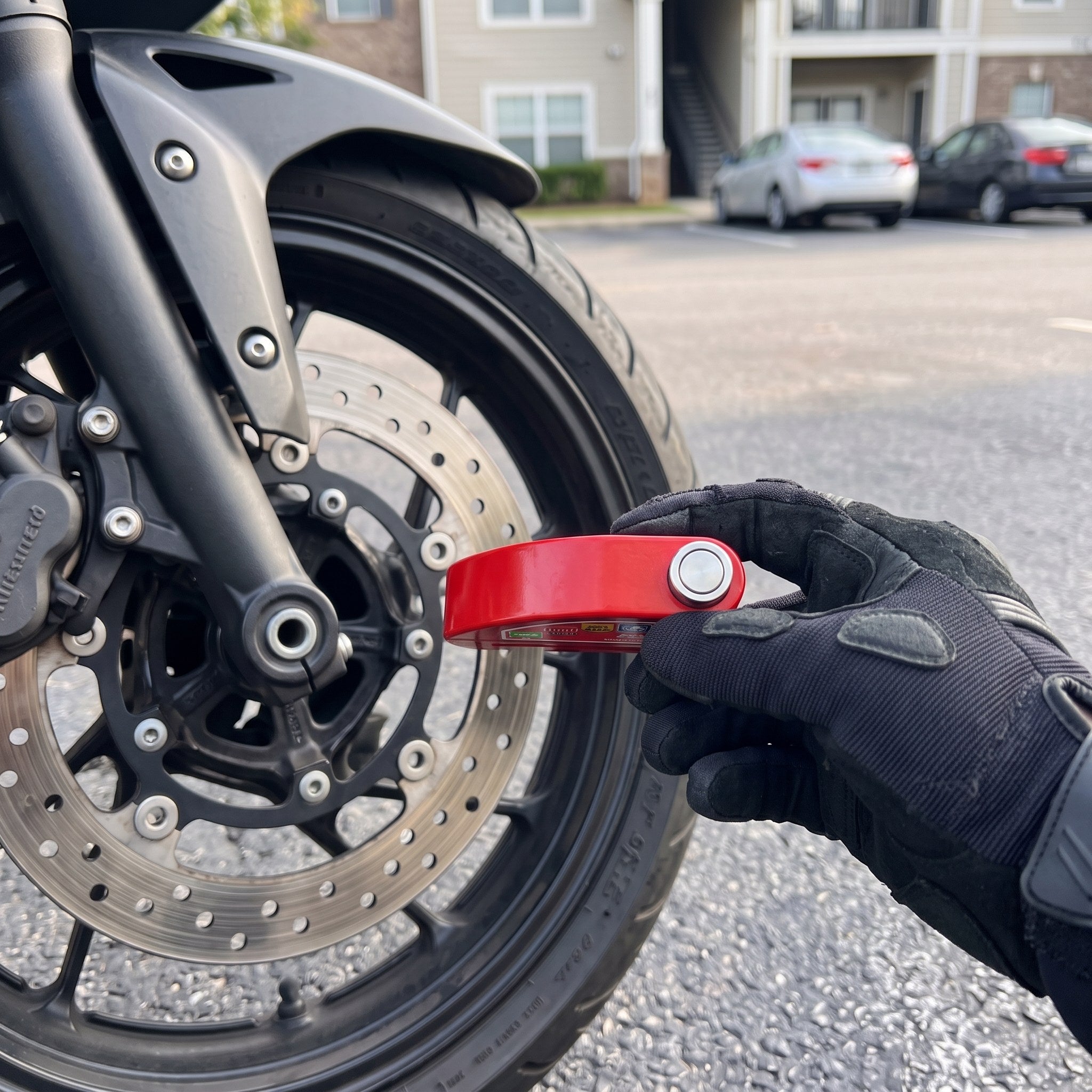 Red RideLatch for a town parking stop