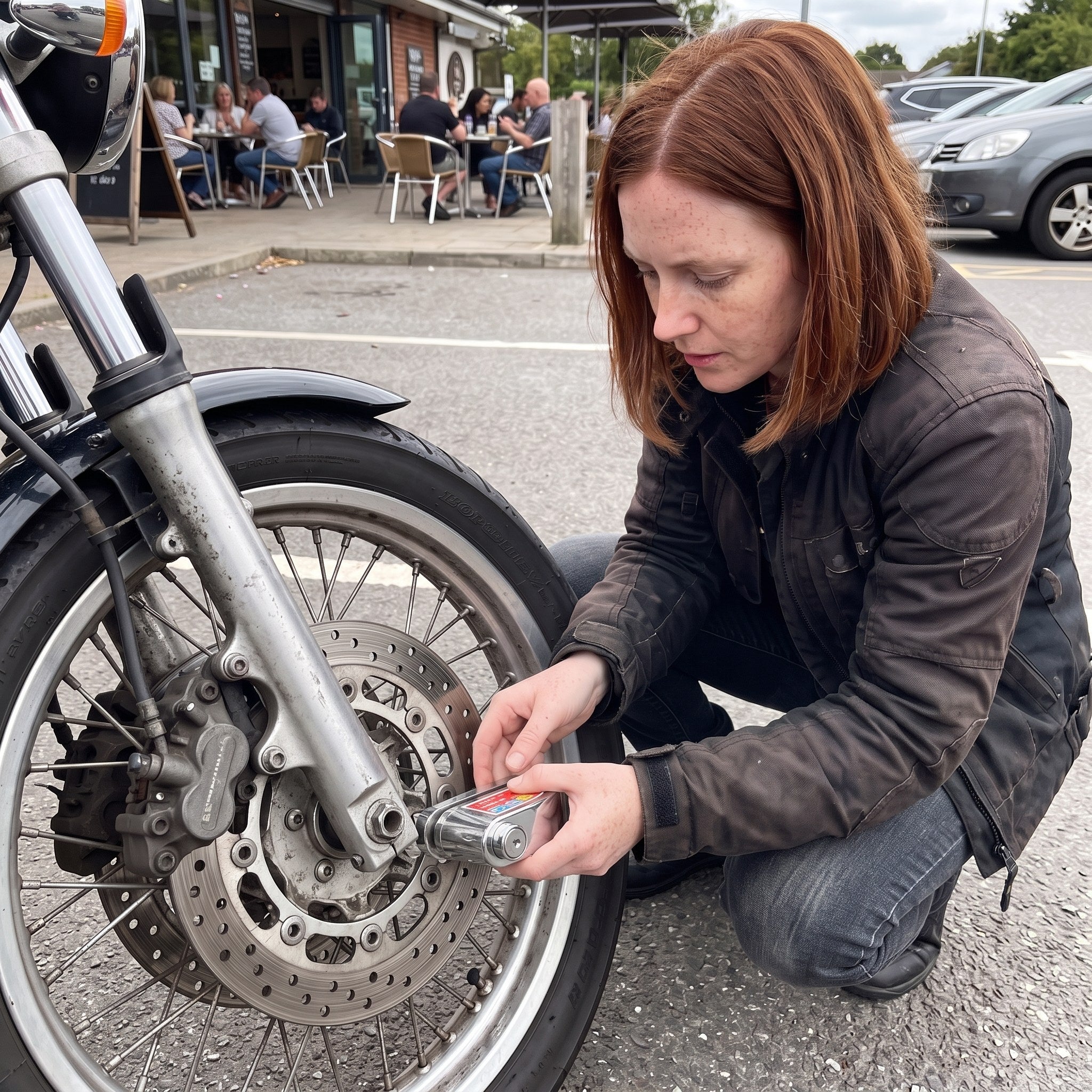 Rider with RideLatch at a café parking stop
